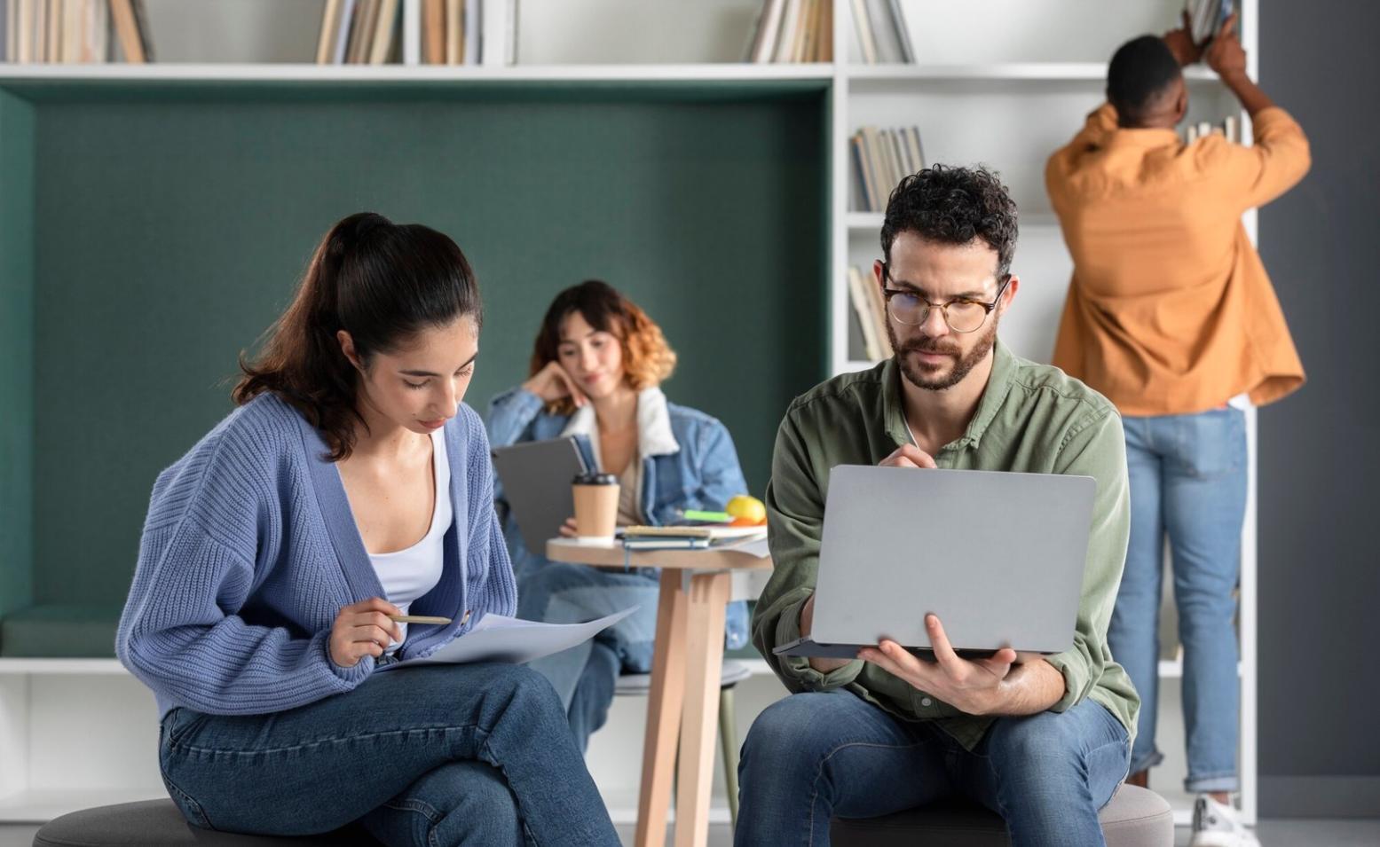 Unser Team bei der Arbeit in modernen Büroräumen